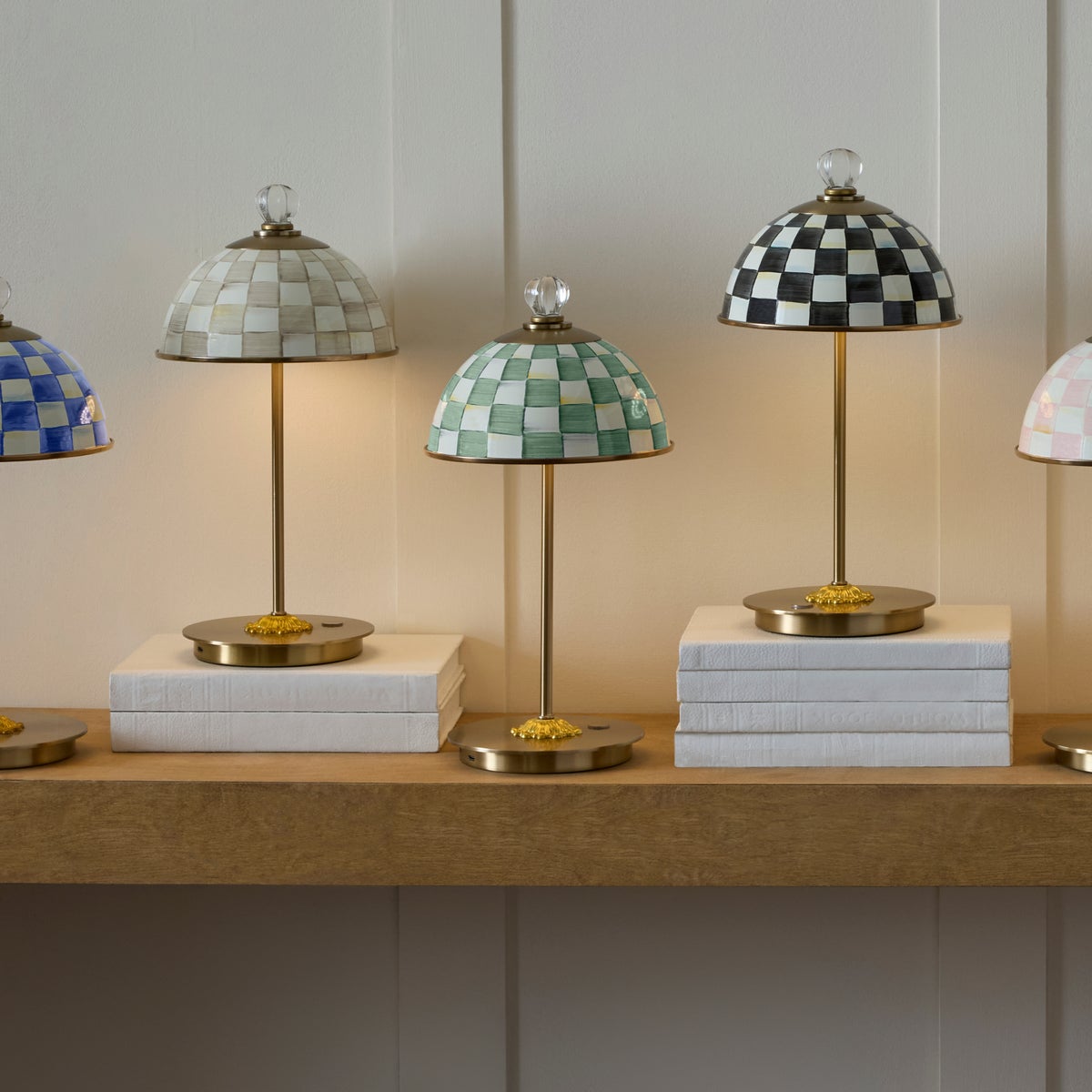 Emerald Check LED Rechargeable Dome Table Lamp - Image 2