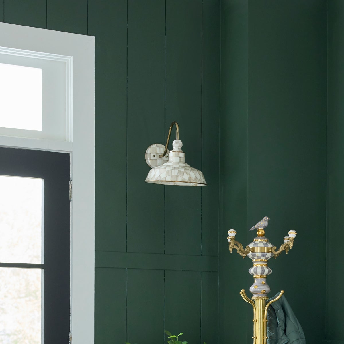 Mocha Check 12" Barn Sconce - Image 2