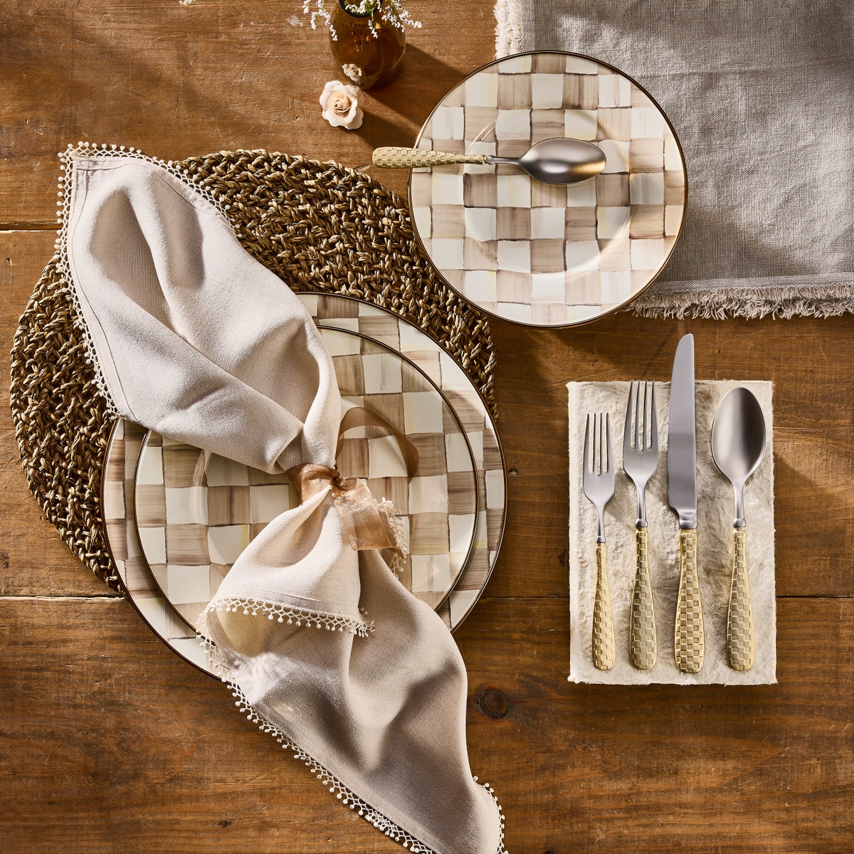 Mocha Check Charger/Plate - Image 6