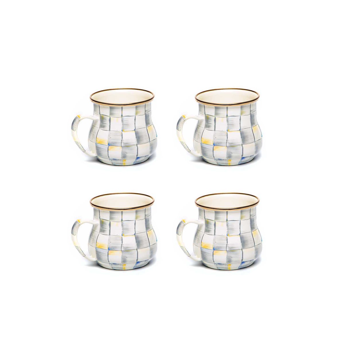 Sterling Check Mugs, Set of 4