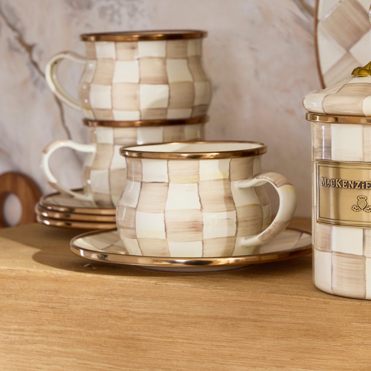 Mocha Check Teacup - Image 2