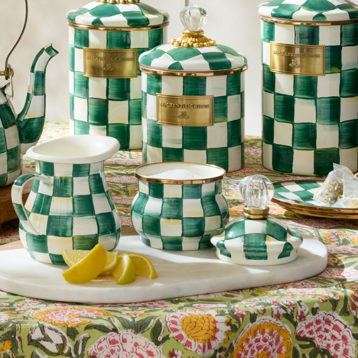 Emerald Check Lidded Sugar Bowl - Image 4