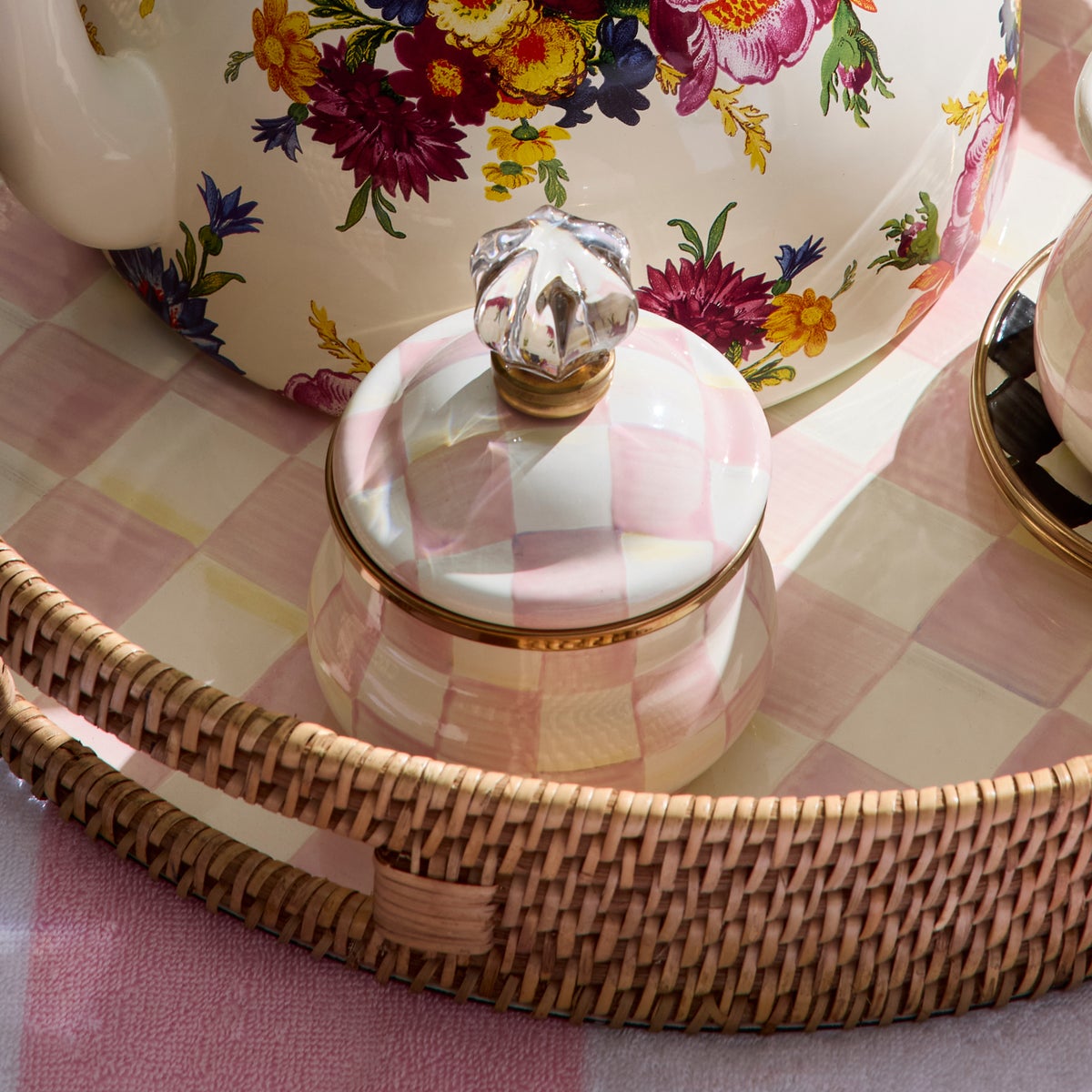 Rosy Check Lidded Sugar Bowl - Image 4
