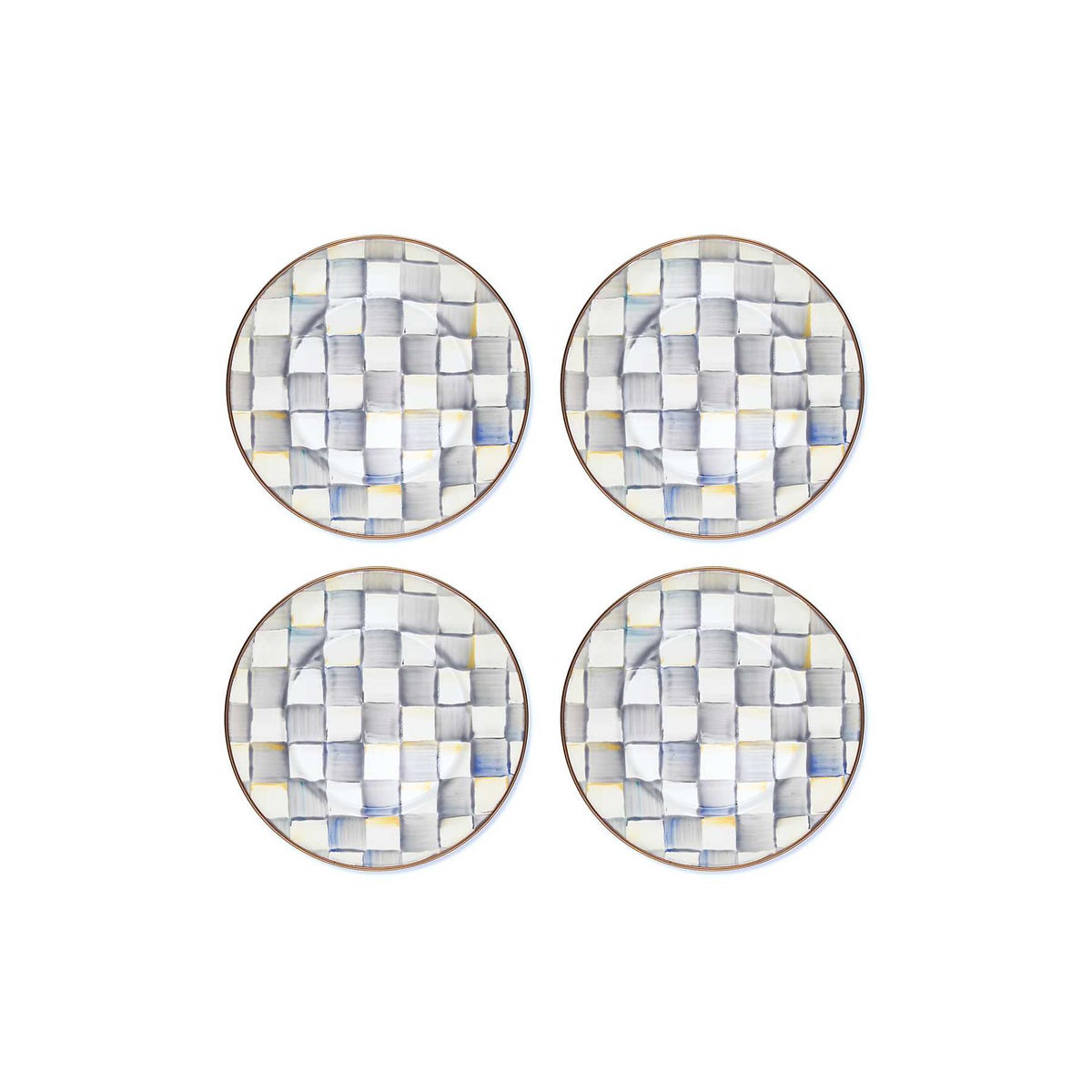 Sterling Check Salad Plates, Set of 4