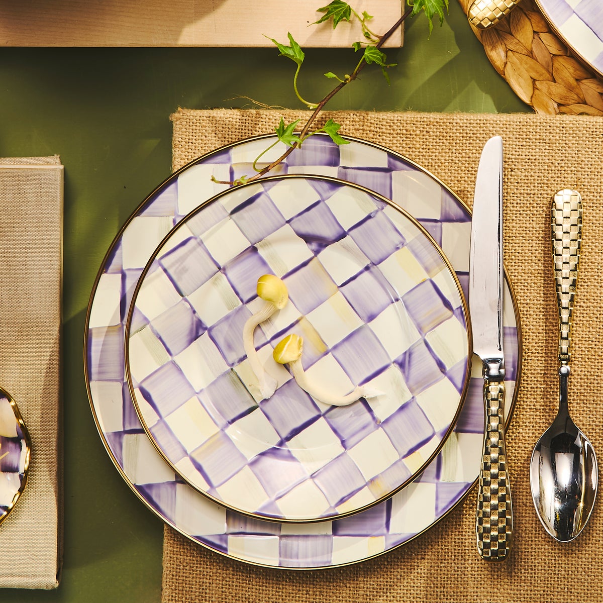 Violet Check Salad/Dessert Plate - Image 5