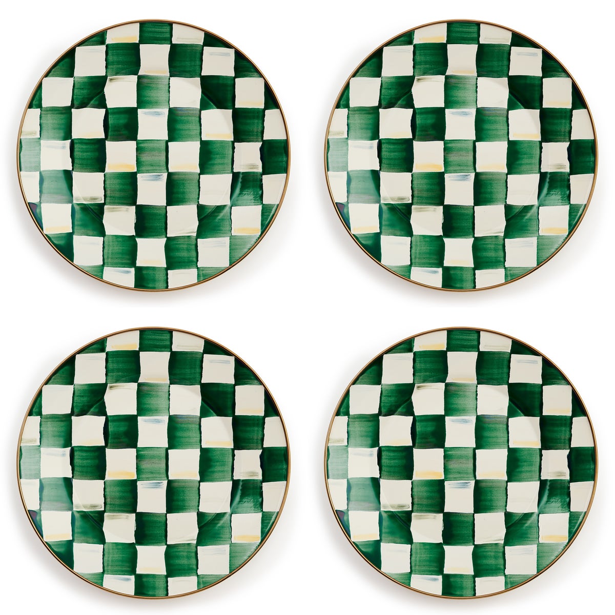 Emerald Check Dinner Plates, Set of 4