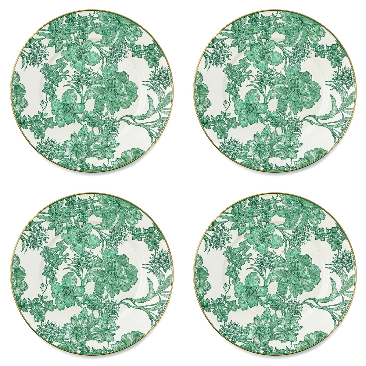 Emerald English Garden Dinner Plate, Set of 4
