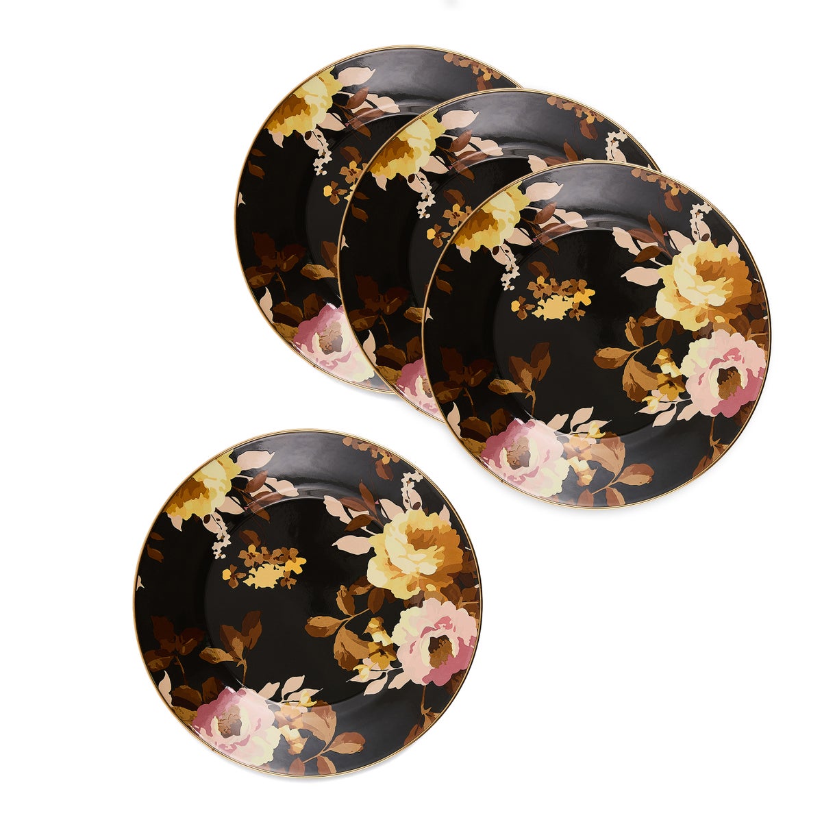Wild Rose Brown Dinner Plate, Set of 4