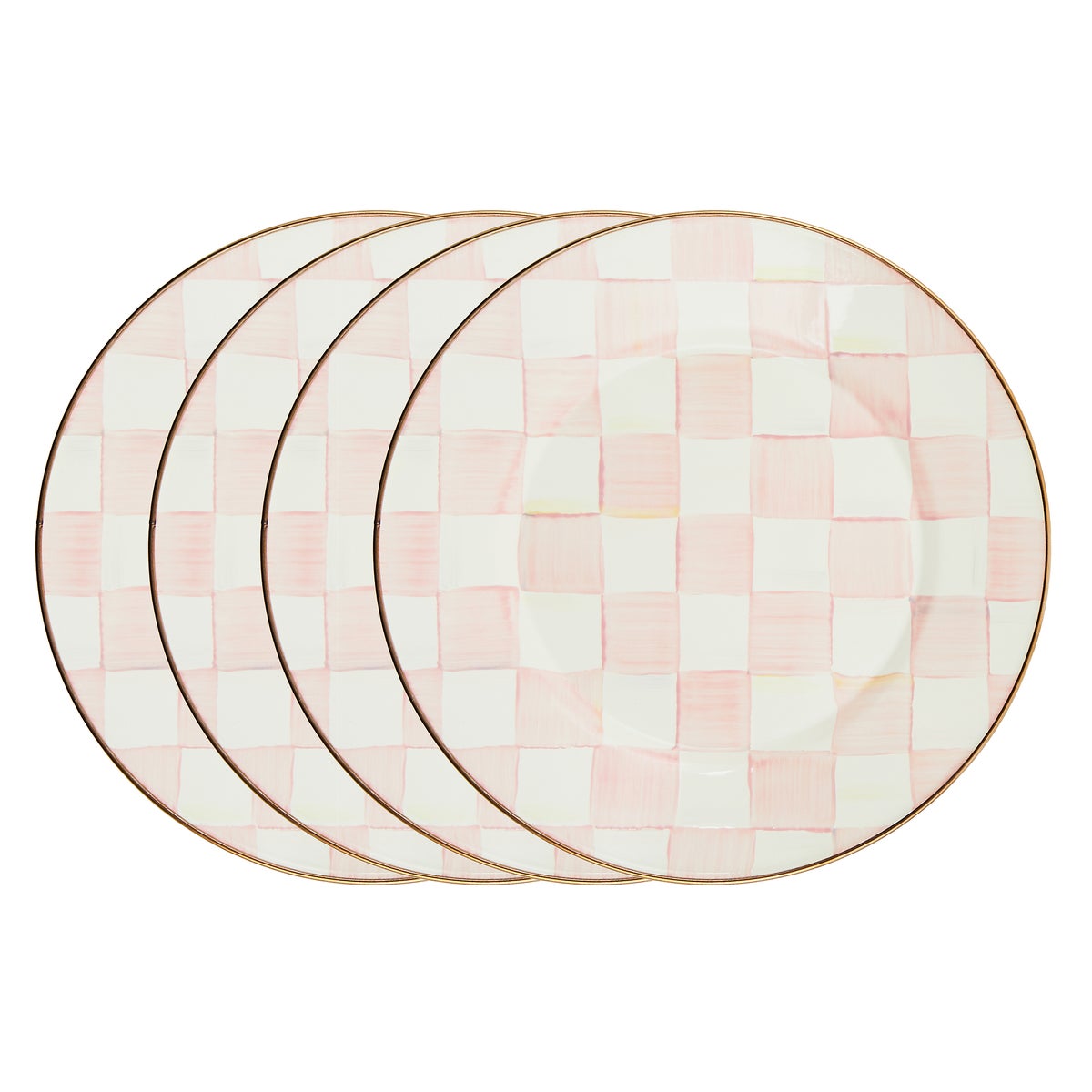 Rosy Check Dinner Plates, Set of 4