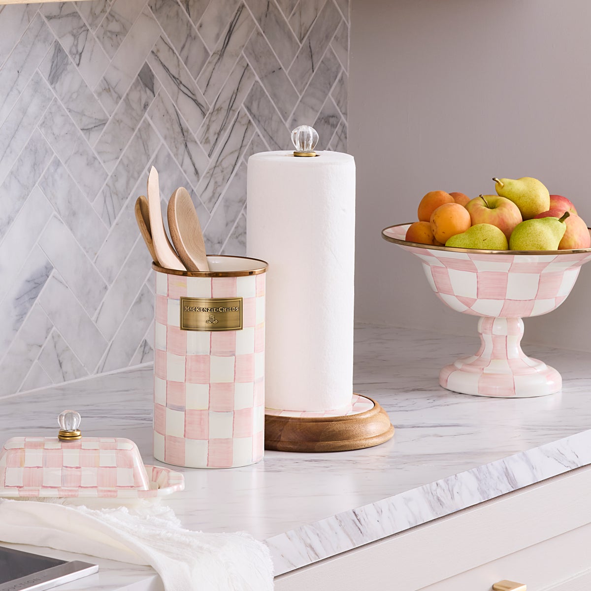 Rosy Check Wood Paper Towel Holder - Image 2