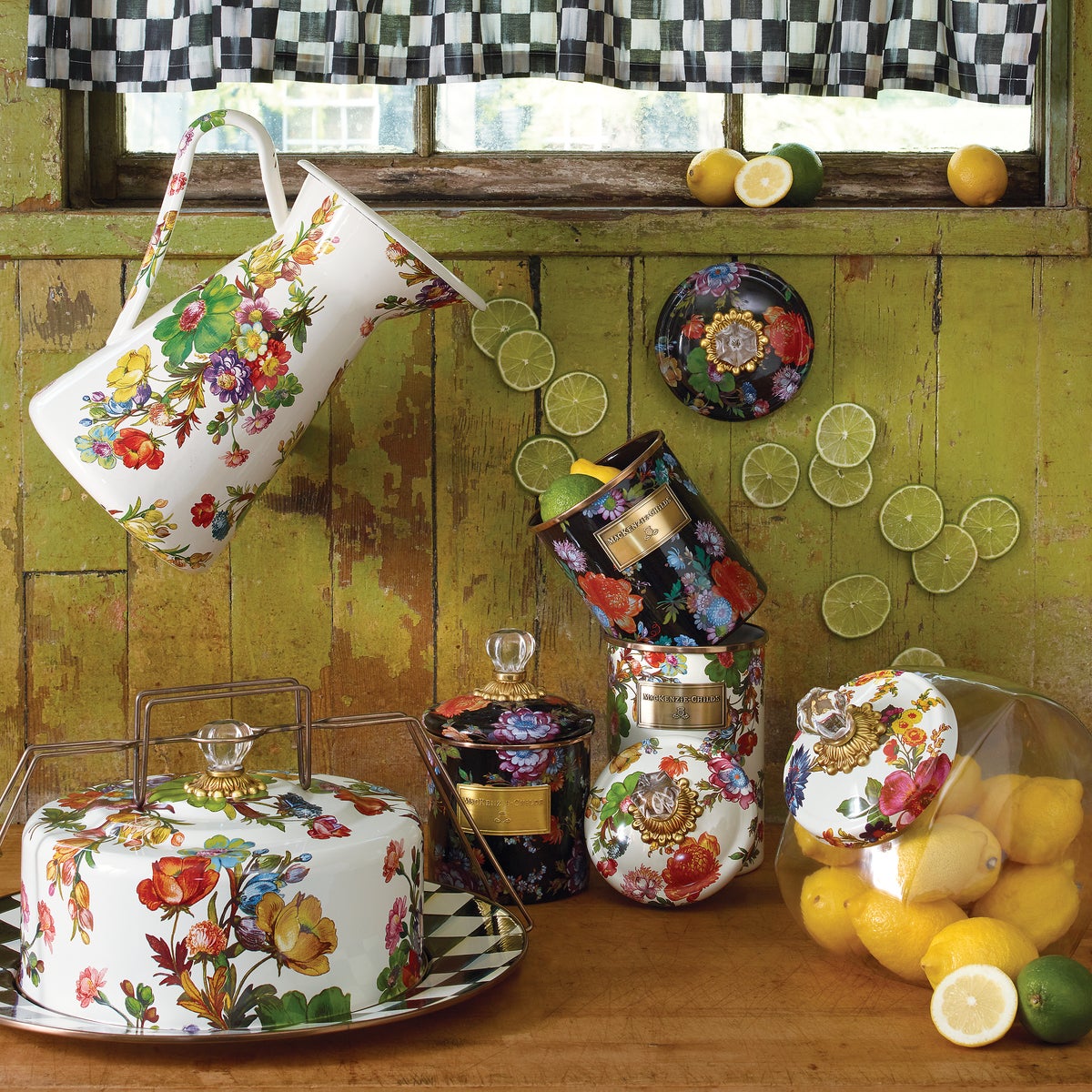 Cookie Jar with White Flower Market Lid - Image 2