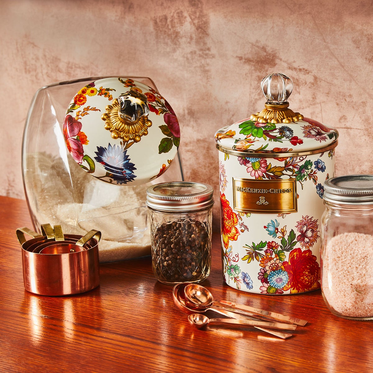 Cookie Jar with White Flower Market Lid - Image 4