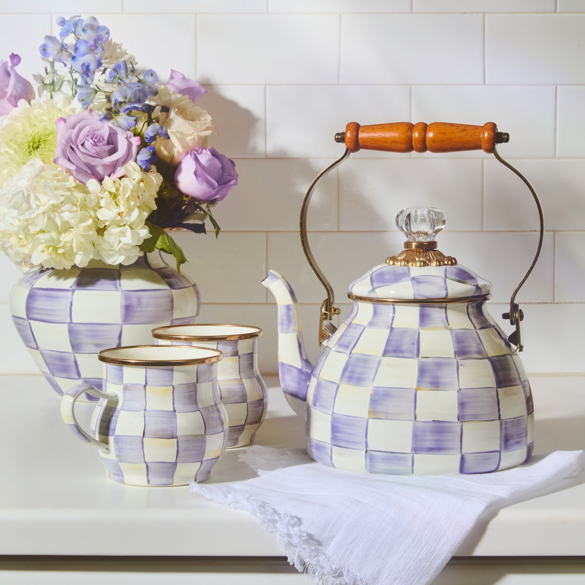 Violet Check 2 Quart Tea Kettle - Image 8
