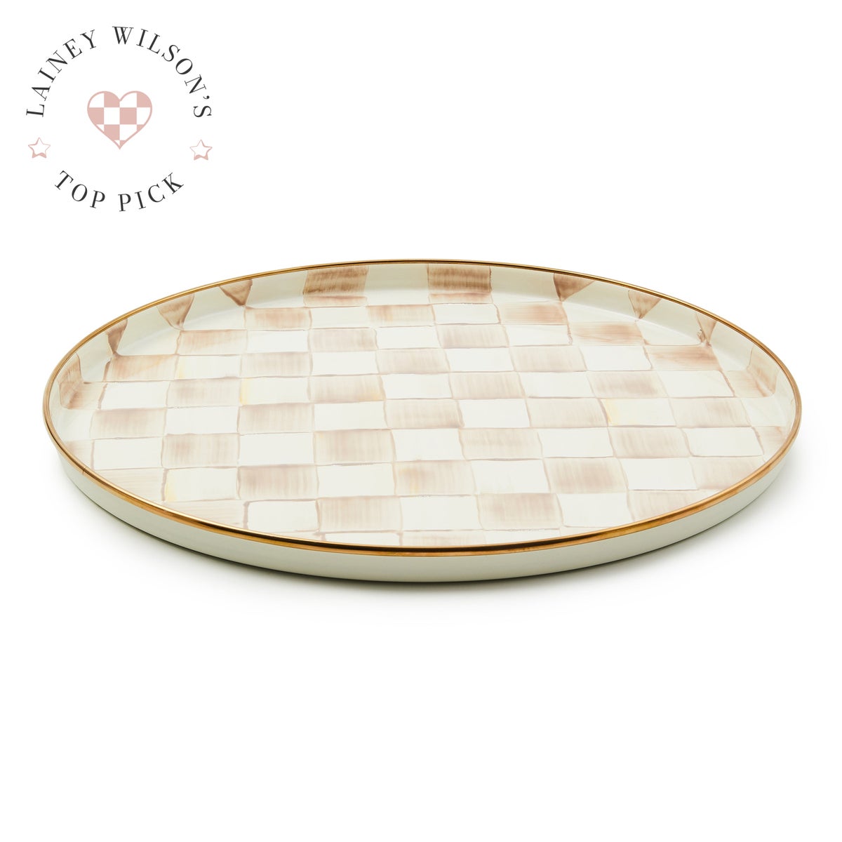 Mocha Check Round Tray