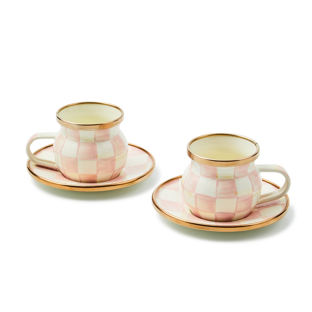 Rosy Check Espresso Cup & Saucer Set