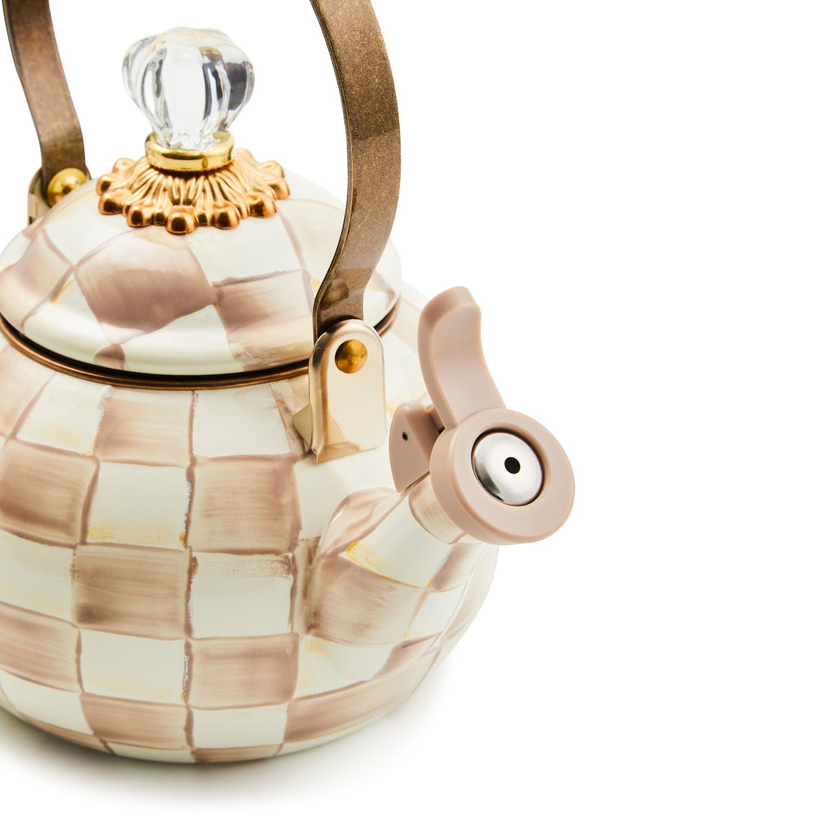 Mocha Check Whistling Tea Kettle - Image 4