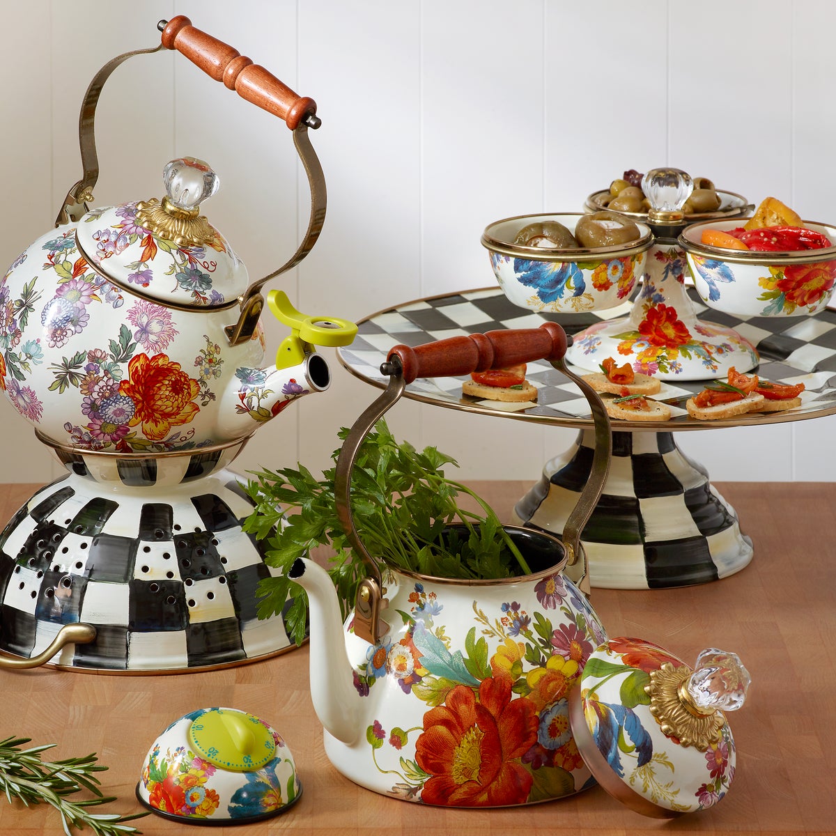 White Flower Market Whistling Tea Kettle - Image 2