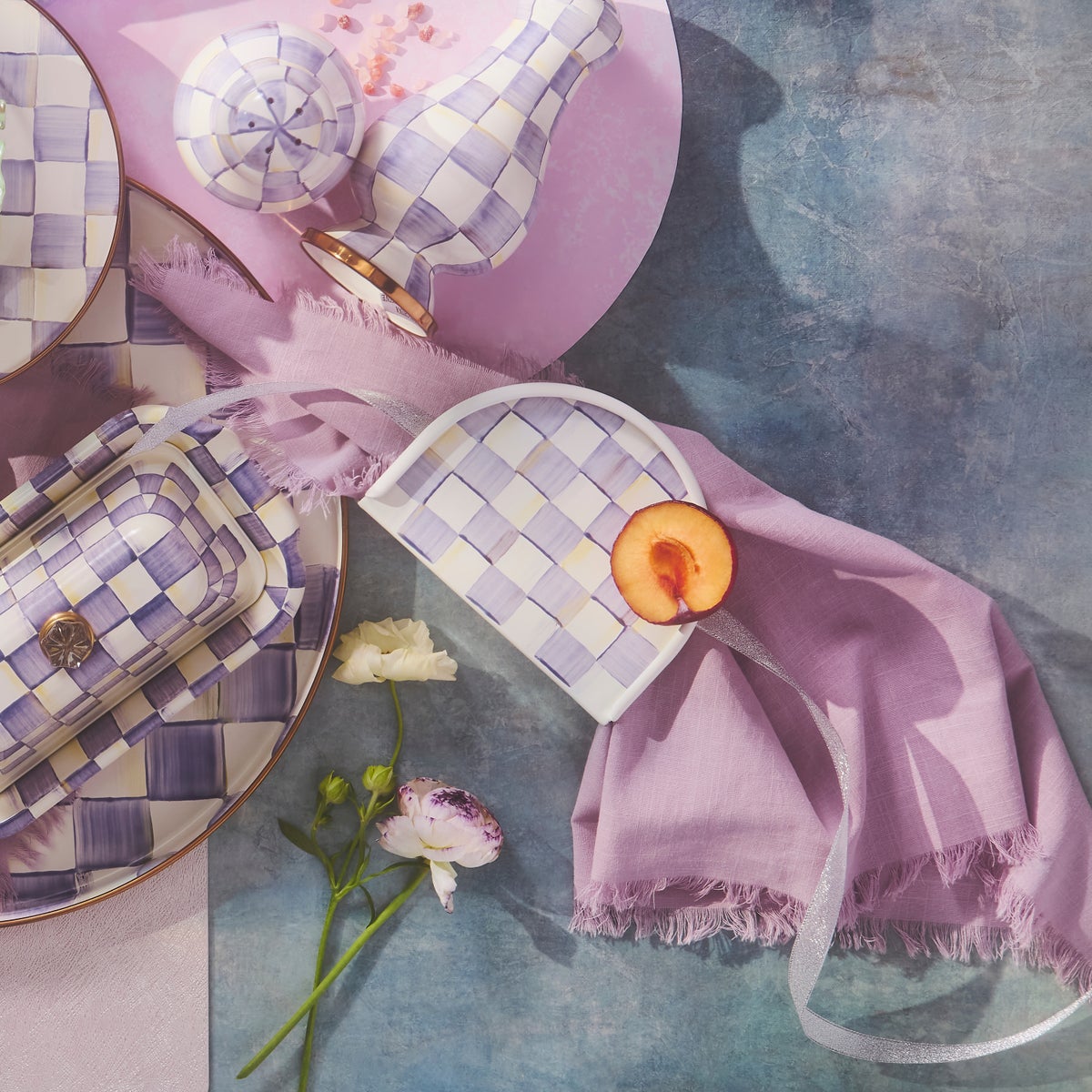 Violet Check Napkin Holder - Image 2