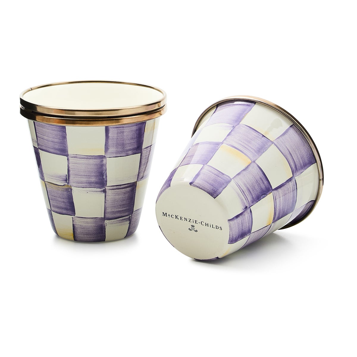 Violet Check Herb Pots, Set of 3 - Image 3