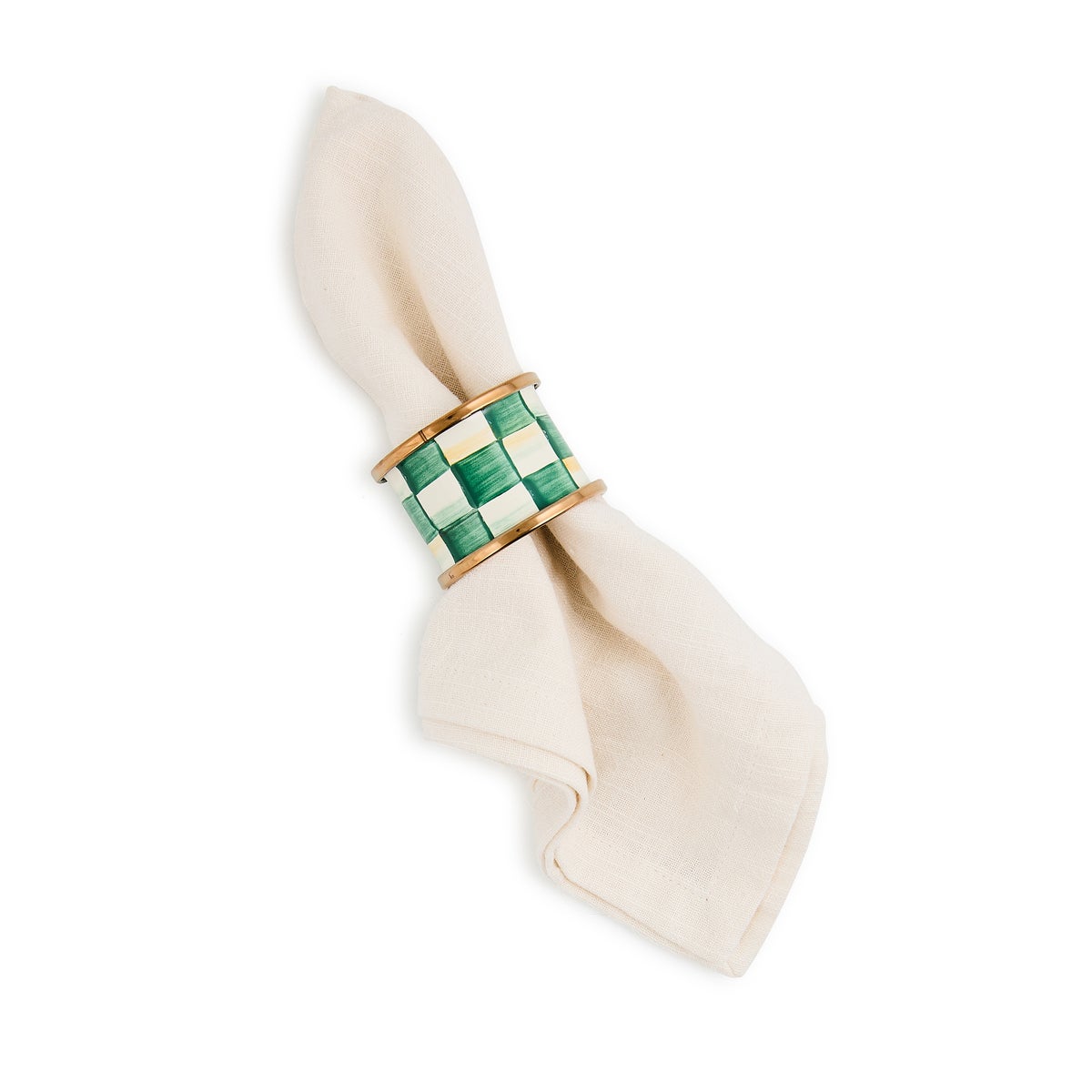 Emerald Check Napkin Rings, Set of 4 - Image 3