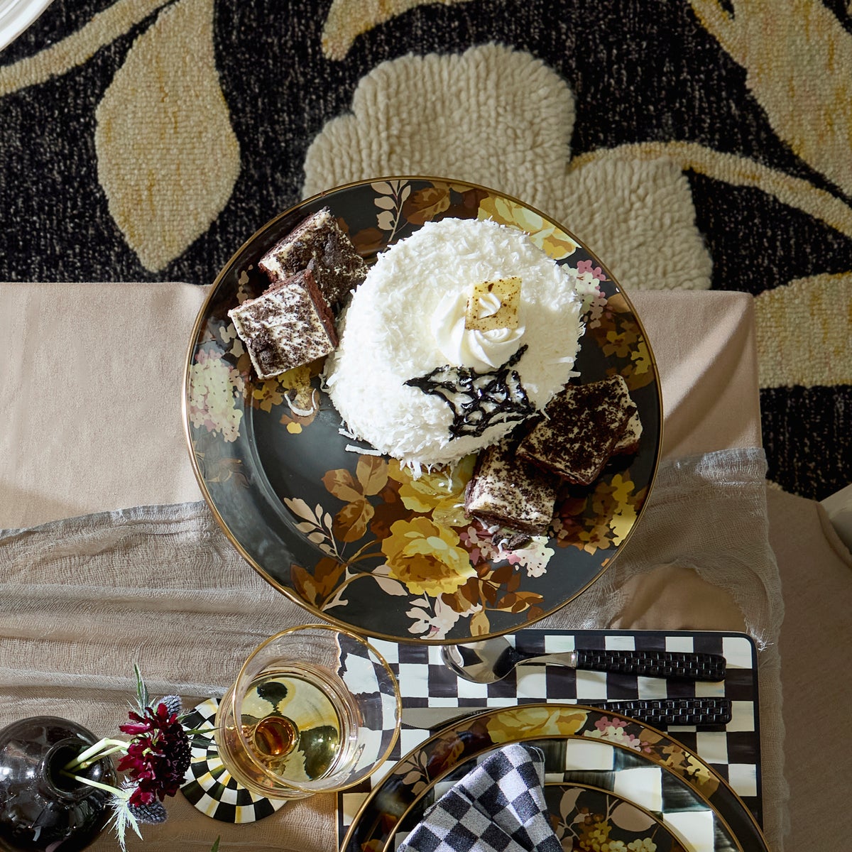 Wild Rose Brown Large Pedestal Platter - Image 5