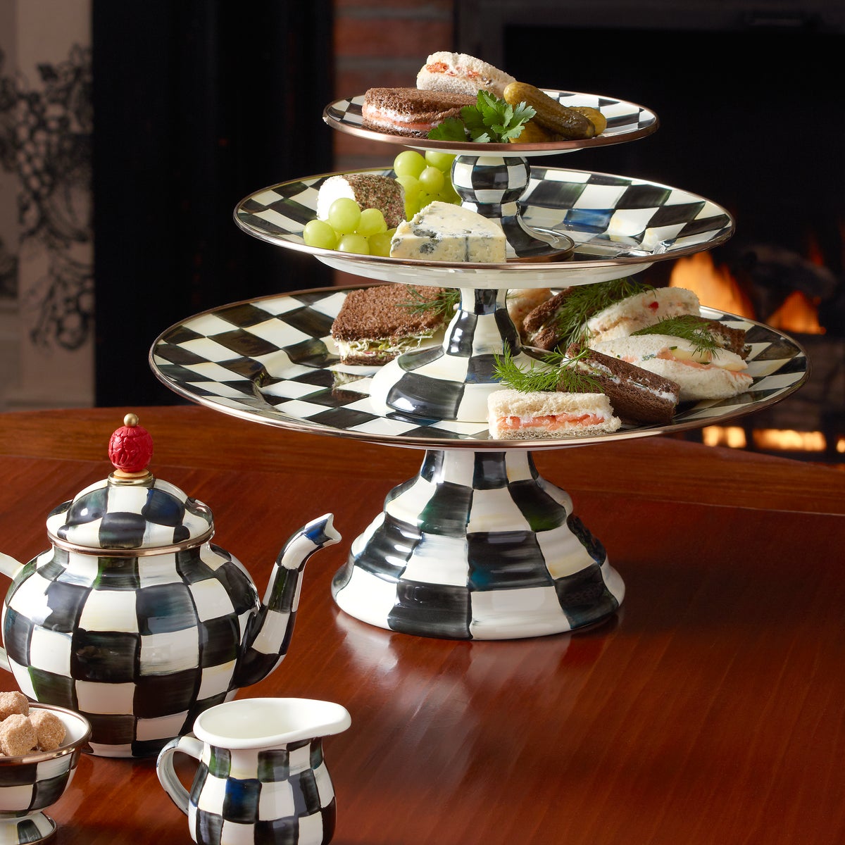 Courtly Check Large Pedestal Platter - Image 3