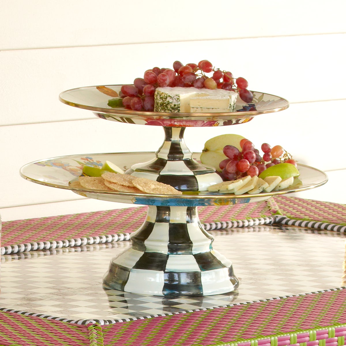 White Flower Market Large Pedestal Platter - Image 5