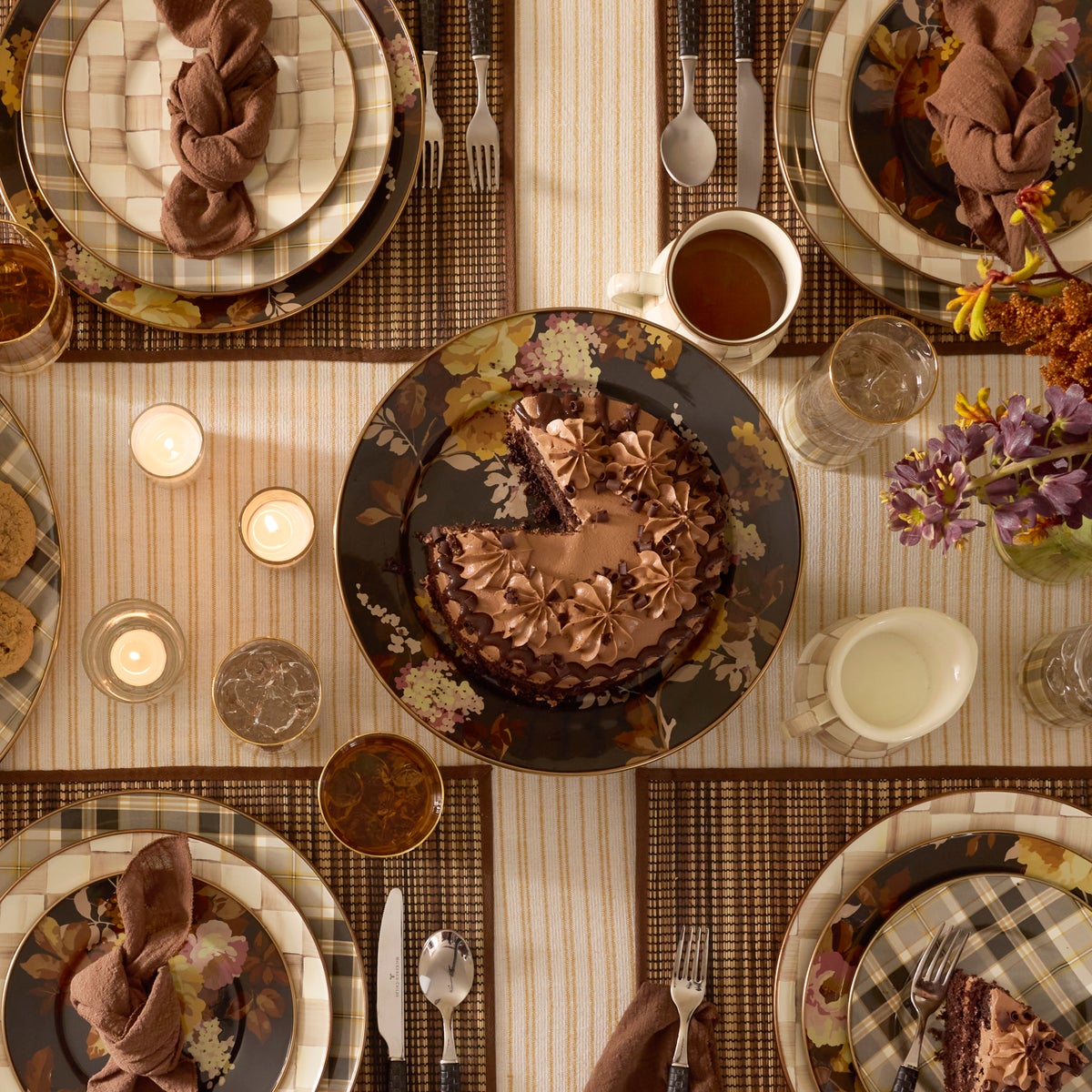 Wild Rose Brown Small Pedestal Platter - Image 5