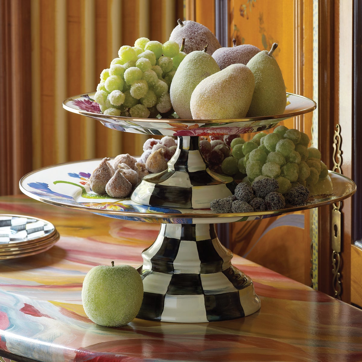 White Flower Market Small Pedestal Platter - Image 2