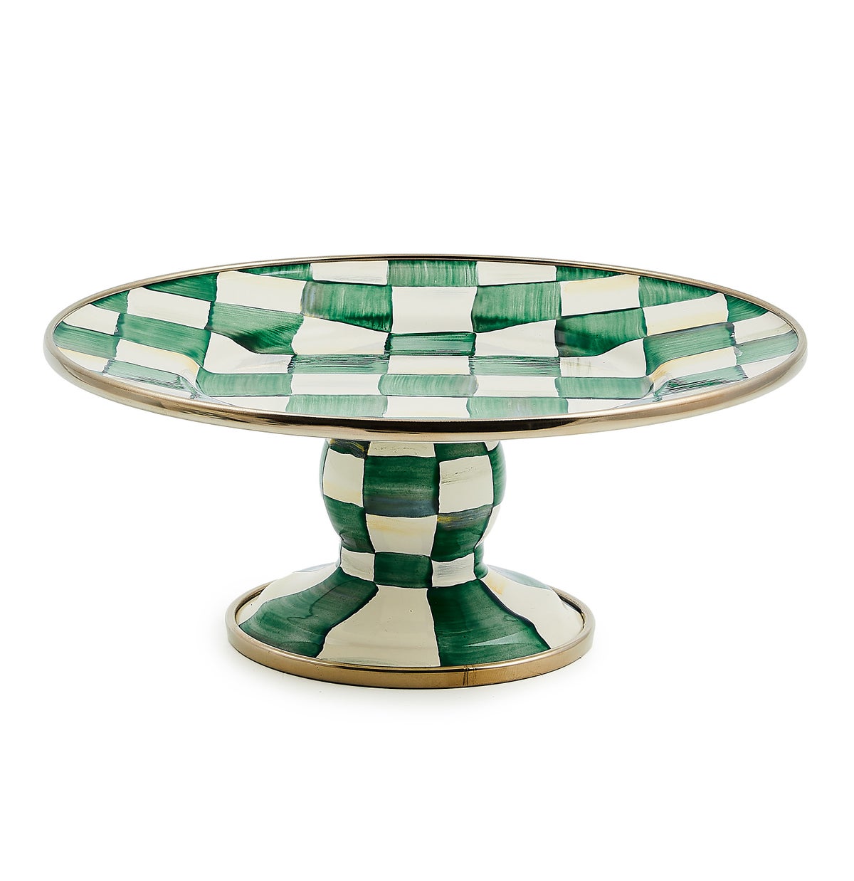 Emerald Check Mini Pedestal Platter