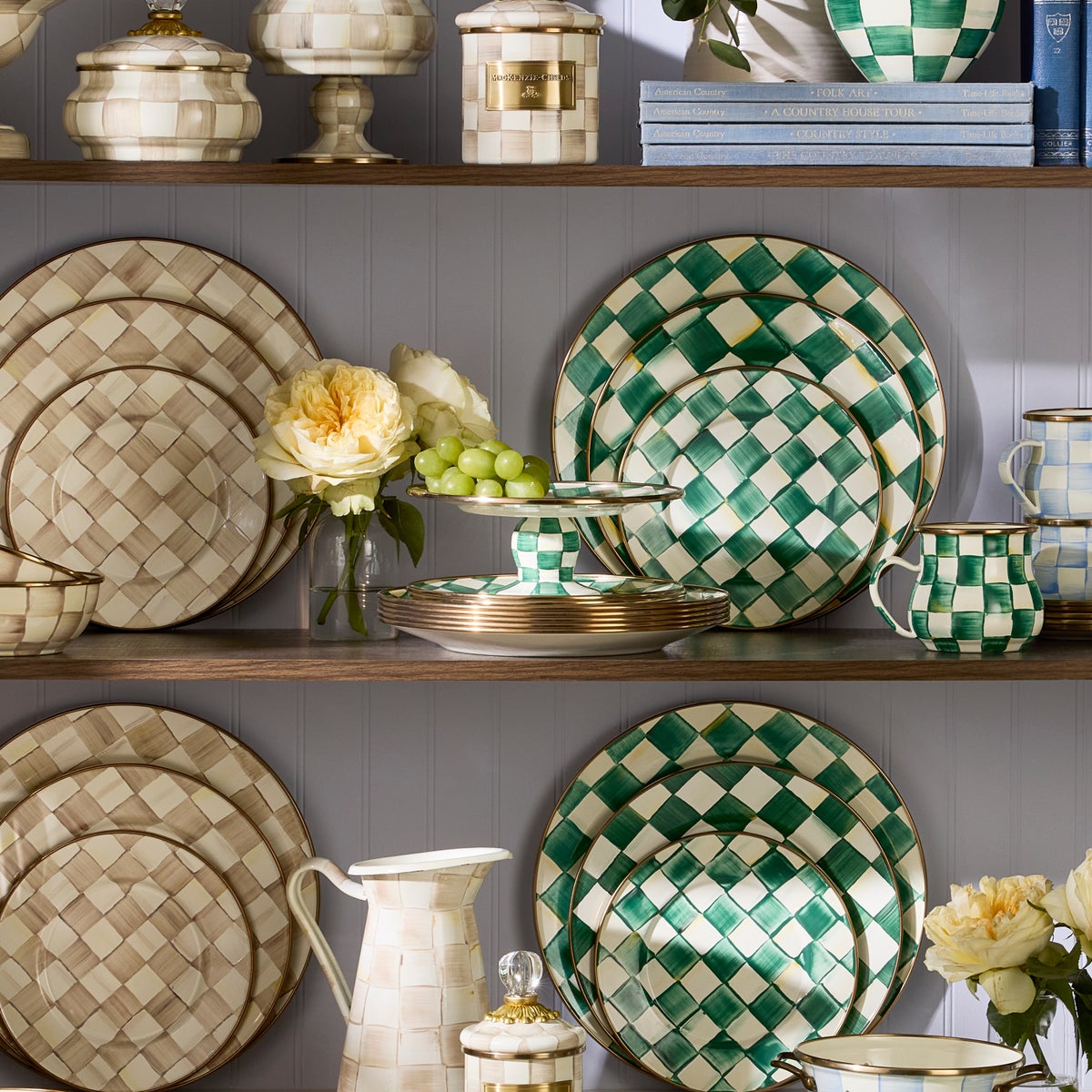 Emerald Check Mini Pedestal Platter - Image 7