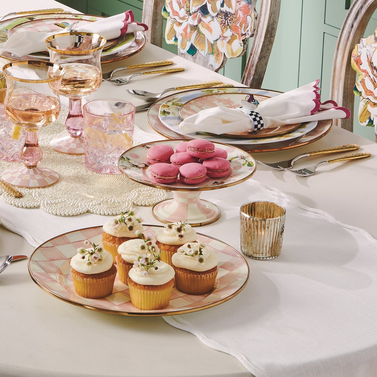Rosy Check Mini Pedestal Platter - Image 2