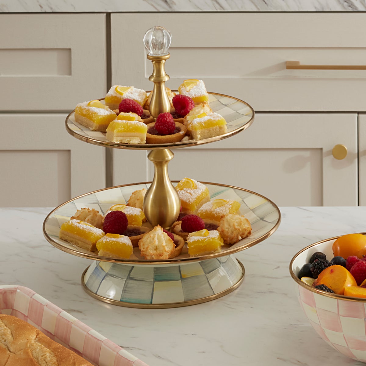 Sterling Check Two Tier Sweet Stand - Image 2