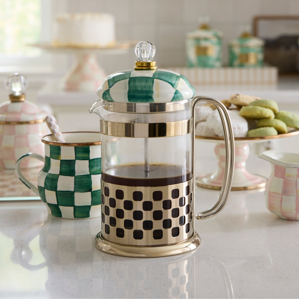 Emerald Check French Press - Image 2