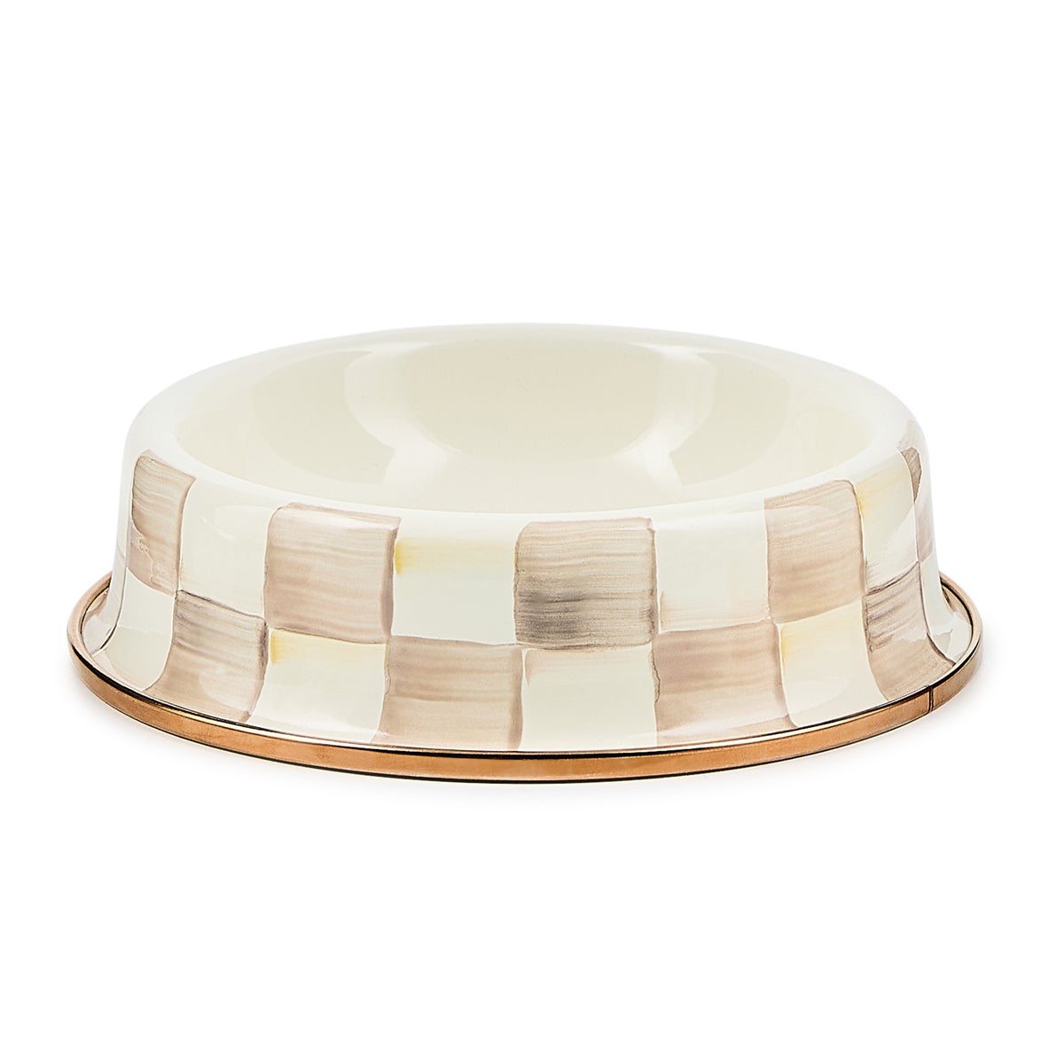 Mocha Check Small Pet Dish