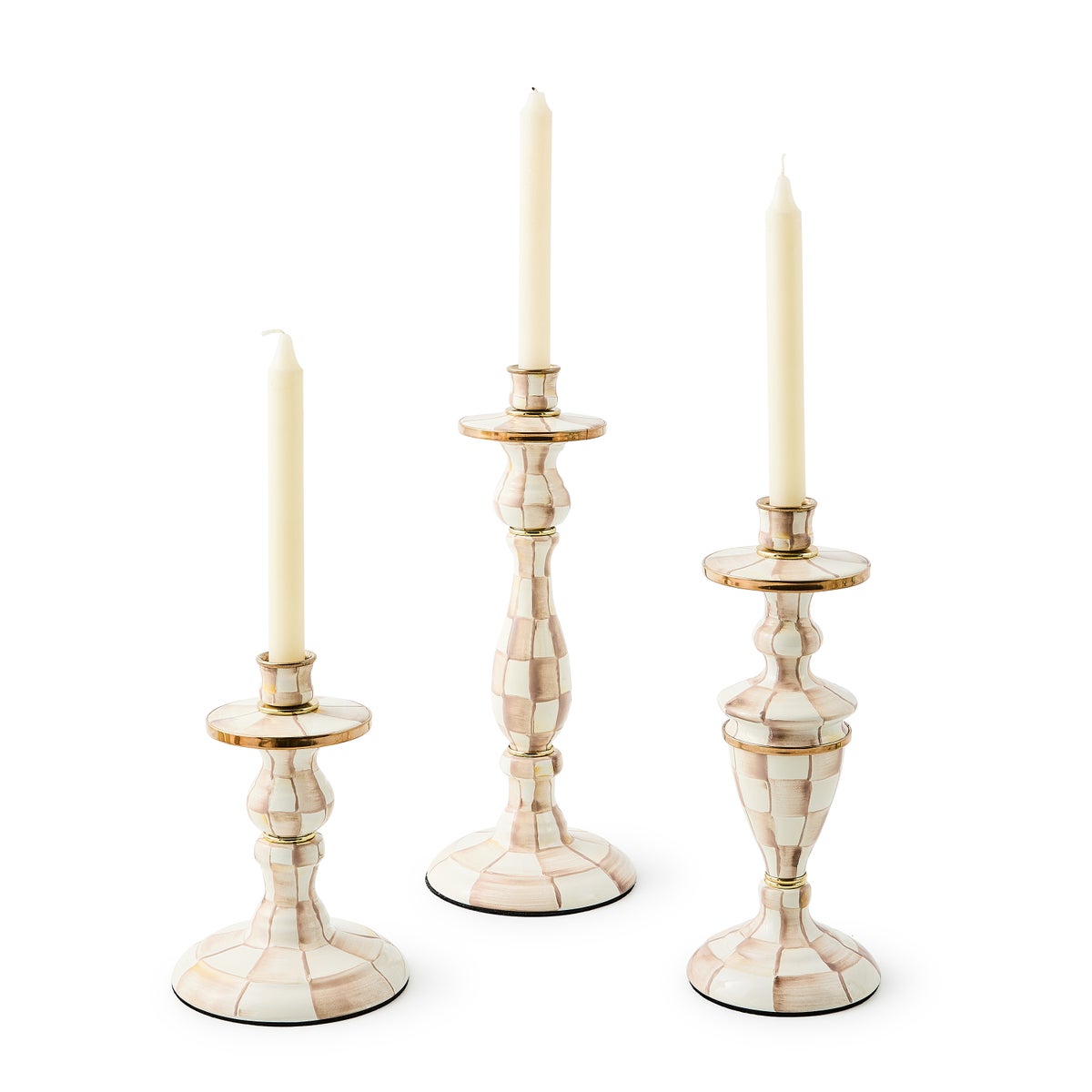 Mocha Check Small Candlestick - Image 4