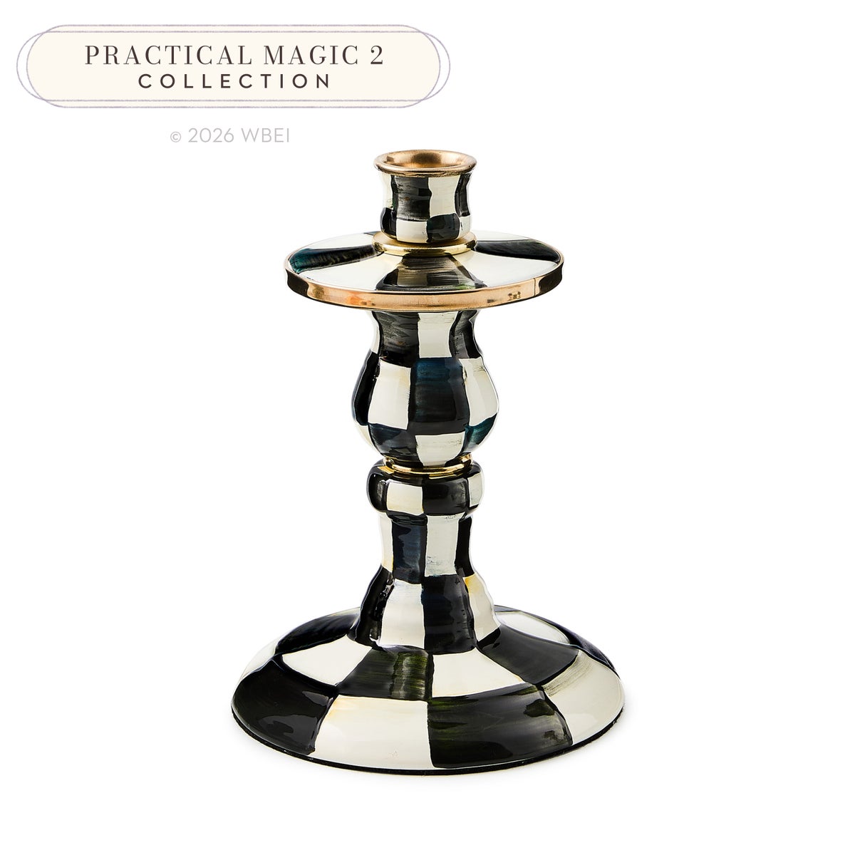 Courtly Check Small Enamel Candlestick