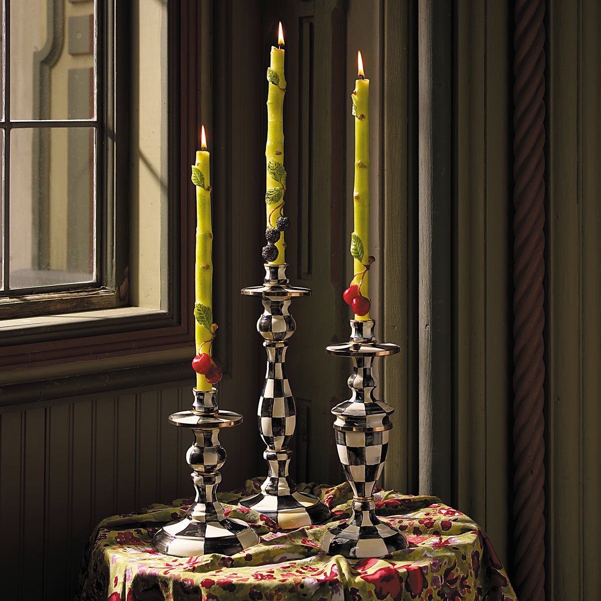 Courtly Check Small Enamel Candlestick - Image 5