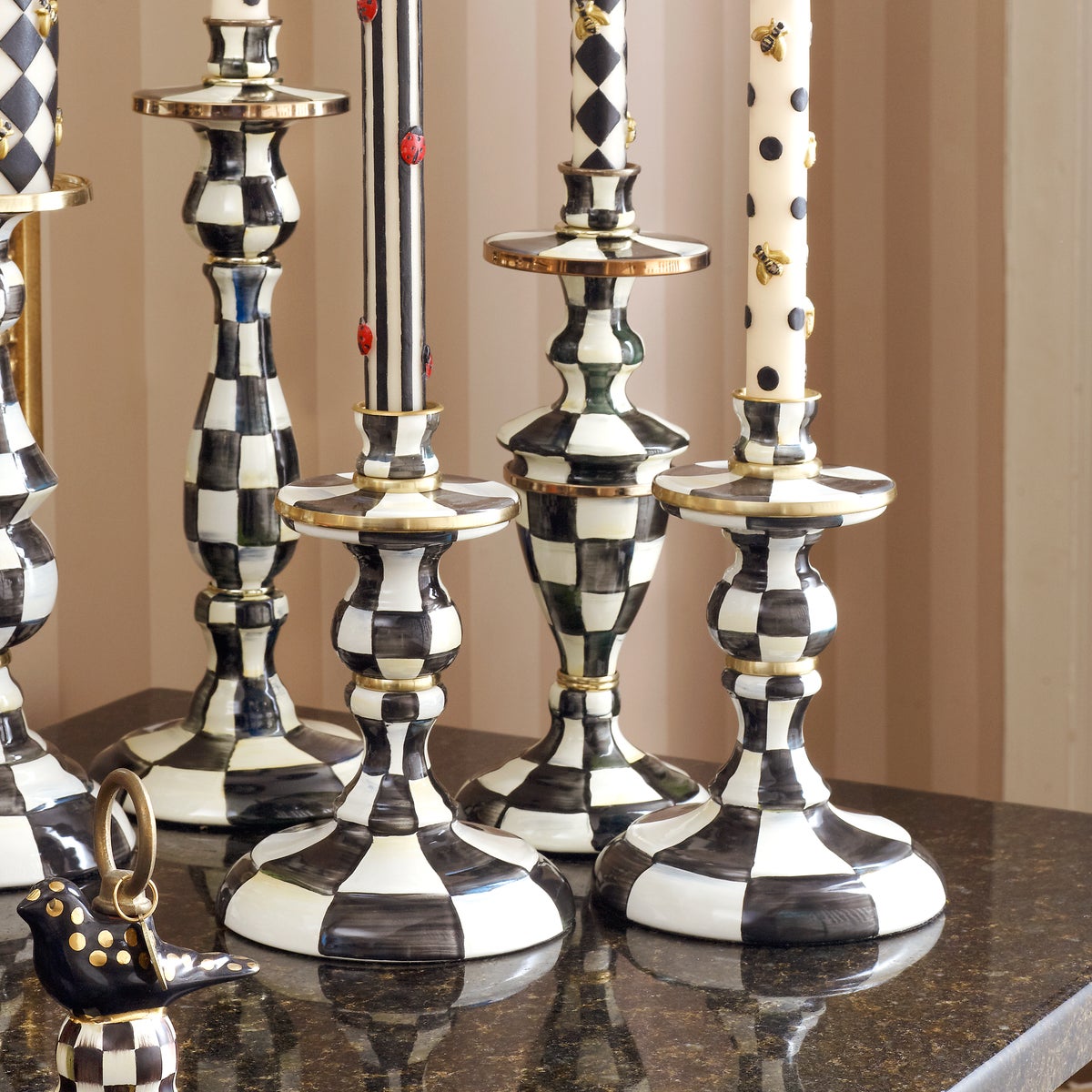 Courtly Check Small Enamel Candlestick - Image 8