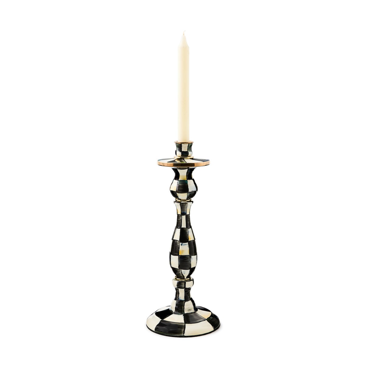 Courtly Check Large Enamel Candlestick - Image 4