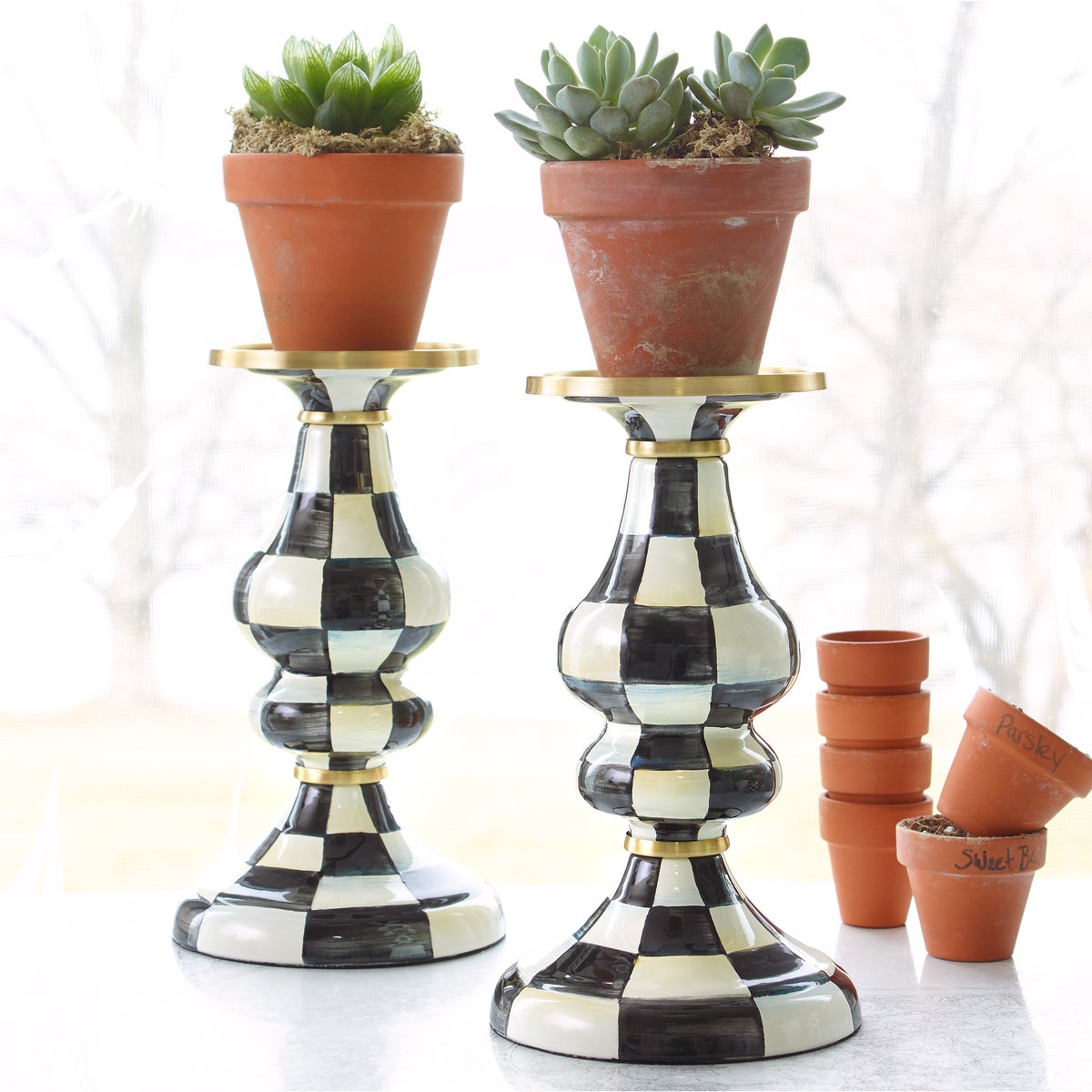 Courtly Check Medium Pillar Candlestick - Image 2