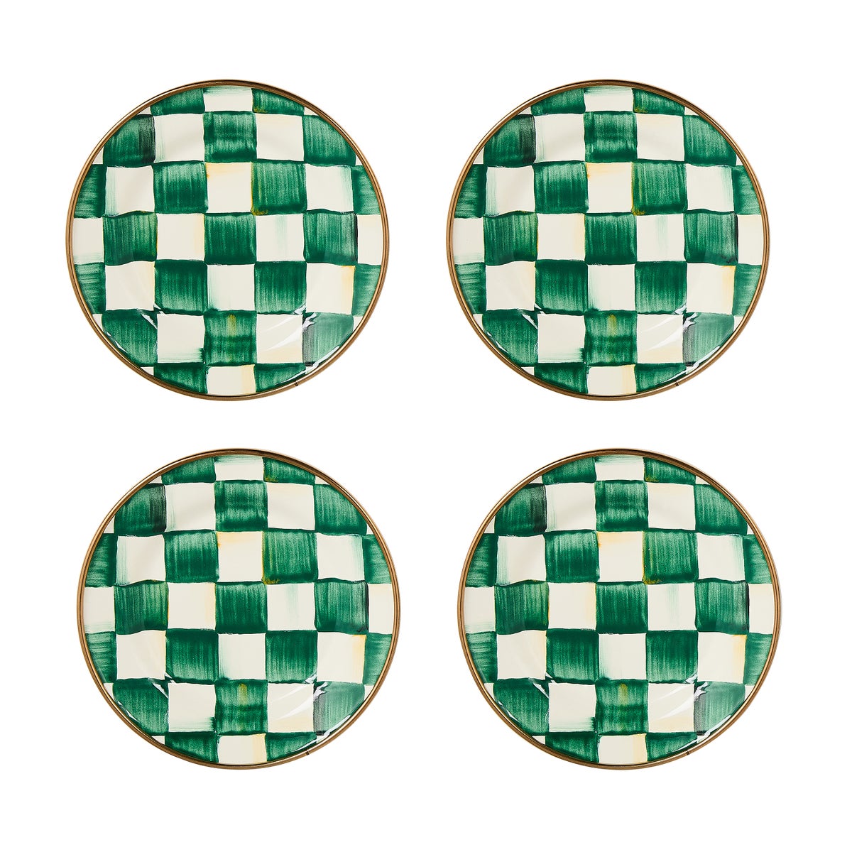 Emerald Check Appetizer Plates, Set of 4 - Image 3