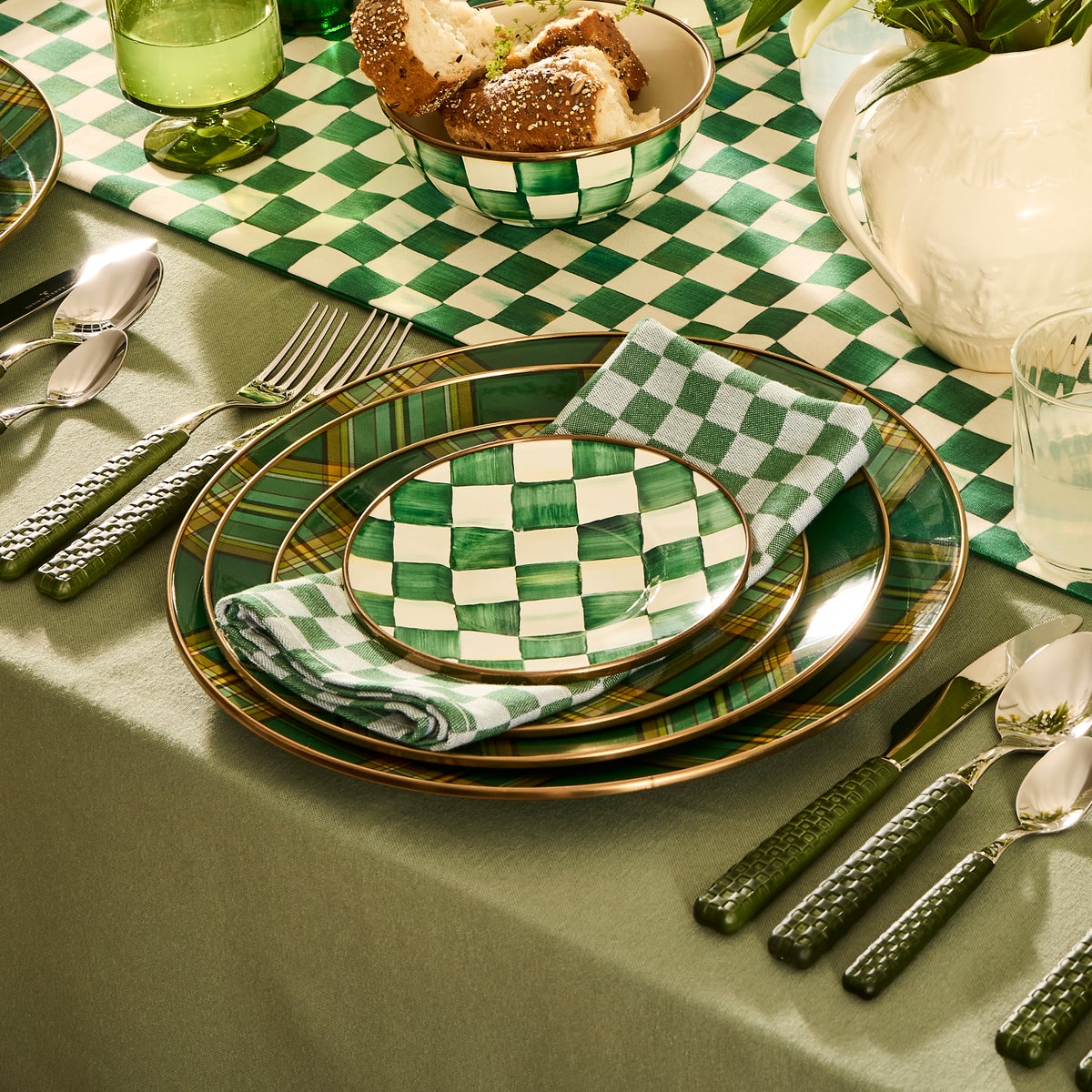 Emerald Check Appetizer Plates, Set of 4 - Image 4